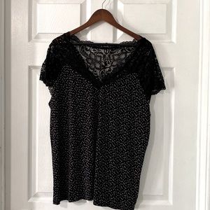 Torrid Teardrop Drop Knit Lace Black and White Top